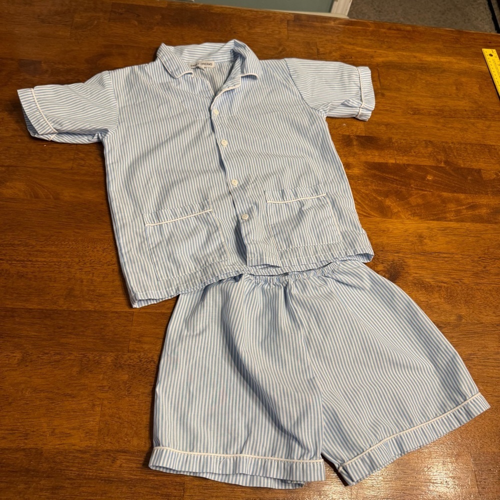 Sweet Dreams Light Blue Striped Pajama Set
